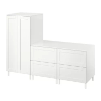 SMÅSTAD/PLATSA 衣櫃/衣櫥, 白色 附框/有兩個抽屜, 180x57x133 公分