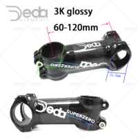 Deda-Custom Carbon Fiber Bicycle Stem, MTB, Mountain, Road Bike, 3K Gloss, 6, 17 Degree, 60-120mm Stem