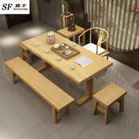 茶桌 會議桌 新中式實木茶桌椅組合 辦公室接待泡茶桌椅禪意茶室功夫茶藝桌