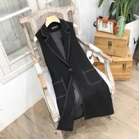 MND Blazer Rompi Wanita Tanpa Lengan Satu Kancing Rompi Wanita Kantor Pakaian Luar 2024 Jaket Setela