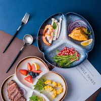 日式餐盤陶瓷分格盤子分隔餐具三格2021新款減脂早餐盤一人食【聚寶屋】