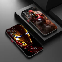 Marvel Iron Man For Samsung S23 S22 S21 S20 FE S10 S9 Note 20 10 Ultra Lite Pro Plus Frosted Translucent Phone Case