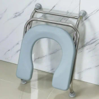 Foldable Toilet Seat Stainless Steel Commode Chair U-Shaped Heavy Duty For Elders Pregnant Woman Removable No-Slip Feet Stool