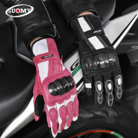 SUOMY Motorcycle Riding Sheepskin Leather Gloves Men Women Four Season Racing Breathable Durable Retro Motocross Gloves XS-2XL