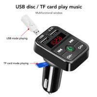 Car Fm Transmitter Mp3 Modulator Player Handsfree Bluetooth Charger Audio Car Receiver 2.1a Car 5.0 Dual Usb Accessories B8t2