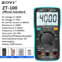 zoyi Digital Multimeter ZT98 ZT100 ZT101 ZT102 Ammeter Voltmeter Resistance Frequency backlight Mete