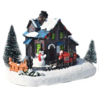 Christmas Colorful Luminescent Little House Resin Injection Molding Little Train Igloo Christmas Crafts