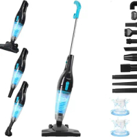Corded Vacuum Cleaner, 15KPa Powerful Suction with 400W Motor, 12 in 1 Lightweight Bagless Stick Vac with Handheld,