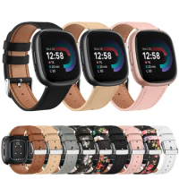 Real Leather Watch Band For Fitbit Versa 3/Versa 4 Strap Bracelet For Fitbit Sense/Sense 2 Band Adjustable Wristband Replacement
