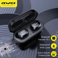 AWEI TWS Wireless Earphone Bluetooth 5.1 Gaming Earbuds HiFi Bass In-Ear Touch Contorl With Mic Low Latency Waterproof Earpiece