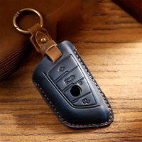 Leather Car Key Case Cover Shell For BMW F20 G20 G30 X1 X3 X4 X5 G05 X6 X7 G11 F15 F16 G01 G02 F48 Keyring Keychain Accessories
