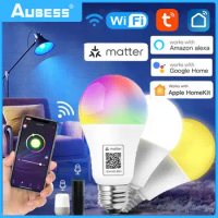 Matter A19 Smart Light Bulb E27 WiFI RGB CW 9W 800lm Led Lamp Smart Home Support Homekit Siri For Google Home Alexa Home Decor