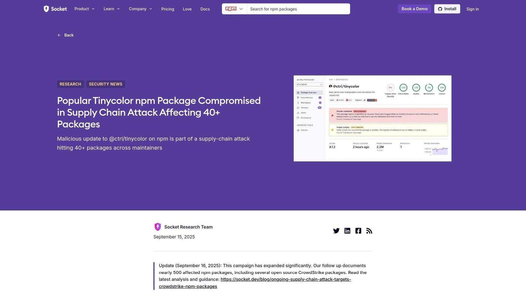 Major NPM Supply Chain Attack Compromises 40+ Packages Including ...