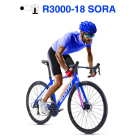 KOOTU R12 carbon fiber road bike oil disc brake road bike with SORA R3000-18 speed 700C color youth race road bike