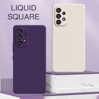 Official Square Liquid Silicone Phone Case For Samsung Galaxy A51 A71 4G A22 A32 A42 A52 A52S A72 A73 5G Soft Shockproof Armor