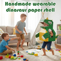 Handmade Wearable Dinosaur Cardboard Costume For Kindergarten Parent-Child Interaction, N0Z1