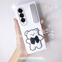 Funda Case for Samsung Galaxy Z Fold4 Z Fold3 Bow Little Bear Slotted Bracket Shockproof Protetcion Mobile Phone Case Cover