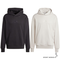 【下殺】Adidas 連帽長袖上衣 男裝 帽T 毛圈布 黑/米【運動世界】IX1248/IY4157
