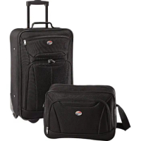 American Tourister 2 Piece Softside Luggage 21" Upright Rolling Carry-on and Boarding Bag  luggage suitcase clothes organizer