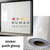 sticker lemari Bahan PREMIUM aesthetic putih glossy