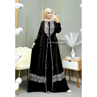 Gamis cap Pekalongan Rayon semi twill Motif batik  Wanita Muslim Panjang Kancing Nyaman  Cantik
