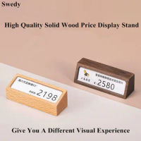 68x18mm Table Top Wood Mini Acrylic Sign Display Holder Table Price Name Card Tag Label Paper Stand