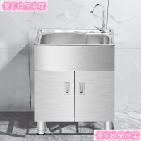 【破損包賠】不銹鋼水槽一體櫃 廚房水池櫃 傢用洗碗櫃子 簡易組裝洗菜盆 單槽櫥櫃yylp7004