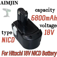 18V 6.8Ah NICD replaceable battery, suitable for Hitachi cordless power tools EB1820 EB1812 EB1814 BCC1815 EB1830H EB1833X EB18B