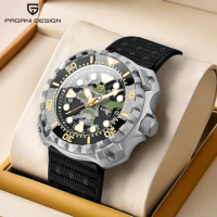 PAGANI DESIGN 009 Titanium Military Men's Automatic Mechanical Watch Camouflage Hollow Dial Sapphire 200m Waterproof Wristwatch