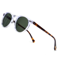 Gregory Peck OV5186 Vintage Round Men Sunglasses Frame Transparent Trendy Cicle Sunglasses for Women Polarized Round Sunglasses