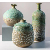 Chinese Ceramic Vase Stoneware Handmade Color Flower Vase Flower Arrangement Hydroponics Accessories Ceramic Handicraft