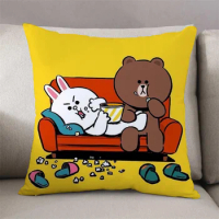 Brown Bear and Conys Body Pillow Cover 45x45 Lounge Chairs Pillowcase 45*45 Decorative Pillowcases 40x40 Cushions Chair Cushion