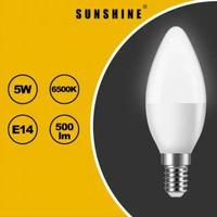 陽光 - LED燈膽(無尾磨砂椒膽) - 5W / E14細螺頭 / 白光6500K #LED蠟燭燈膽 #LED燈泡 (LCANE-5E14D)