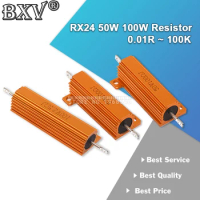 RX24 Aluminum Power Metal Shell Case Wirewound Resistor DNIGEF 50W 100W 0.01R ~ 100K 1 6 8 10 20 200 500 1K 10K Ohm Resistance