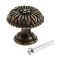 Antique Bronze Knob Flower pattern Drawer Handle Cupboard Pull Jewelry Wooden Box Furniture Hardware Kitchen Fittings 27mm*25mm