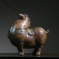 仿古中式唐馬將軍馬陶瓷擺件客廳裝飾品動物工藝禮品可愛創意