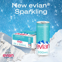 零瓶出售 法國evian依雲氣泡礦泉水 公司貨 (鋁罐) 330ml
