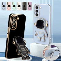 Astronaut Stand Holder Plating Cover Case For Samsung Galaxy S24 S23 Ultra S22 Plus S21 FE S10+ S9 S8 Note 20 Ultra Note 10 9 8