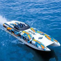 RC High-speed Jet Boat Model Remote Control Electric Brushless Catamaran Toy Gift M41 Competition Racing Speed Boat