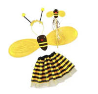 Halloween Bee Girls Set Bee Wings Tulle Tutus Skirt Wand Headband Princess Theme Party Festival Dres