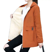 Jaket Longcoat Hoodie Polos Blazer Casual Panjang Outer Dewasa Wanita Xiuyan Jade Red