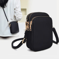 Women Mini Bag Crossbody Zipper Shoulder Bags Mobile Phone Purse Vertical Multifunctional Wallet Black Walking Crossbody Bags