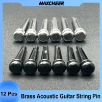 12Pcs Brass Folk Acoustic Guitar String Pin Peg Nail Brass Metal Guitar String Black/Chrome