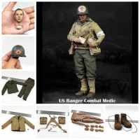Facepoolfigure 1/6 FP010 WWII US Ranger Combat Medic Soldier 1944 Male Realistic Head Sculpt Carving with Neck Connector For DIY