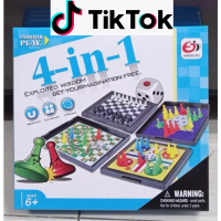 Moerah_ Mainan Board Game Ular Tangga Magnet Magnetic 4 in 1 Catur Ludo Halma
