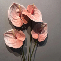 59CM 3D Printing Anthurium Flower Branch Artificial Flowers Plastic Fake Plants for Home Christmas Wedding Table Decorations