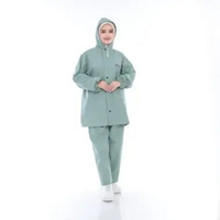 Jas Hujan Wanita Setelan Celana Warna Pastel Tebal Kuat Elastis PVC Big Size 3XL Nude