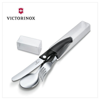 VICTORINOX 瑞士維氏 Swiss Classic 餐具三件組(削皮刀、叉、匙) 黑 6.7192.F3