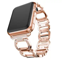 Luxury Metal Diamond Bracelet for Apple Watch Band 44mm 42mm iWatch SE 6 5 4 3 2 1 38mm 40mm Stainless Steel Loop Wrist Strap