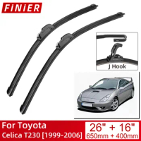 For Toyota Celica T230 1999-2006 26"+16" Car Accessories Front Windscreen Wiper Blade Brushes Wipers U Type J Hooks 2006 2005